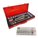 24pcs Socket Set Metal Box 1/2" Screwdriver Socket Set Ratchet Household Tool Set