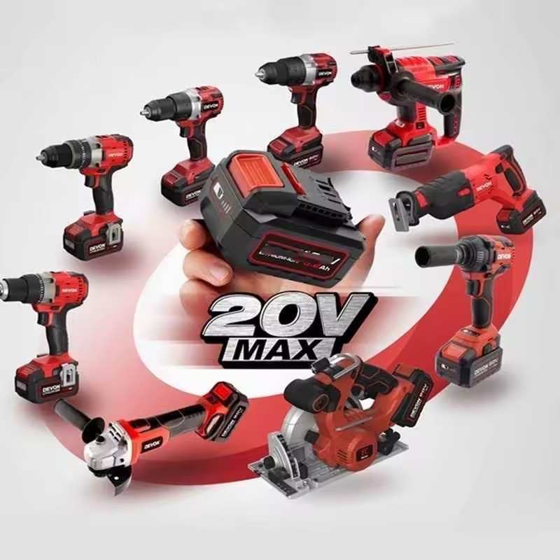 20V Lithium-Ion Charging Impact Drill Hammer Jackhammer Angle Grinder & Wrench Combo Set House Repair Tool Kit Total Tools
