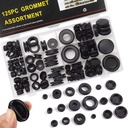 125Pcs Molded Rubber Grommet Assortment Kit Firewall Wiring Gasket Eyelet Ring Components for Industrial Electrical