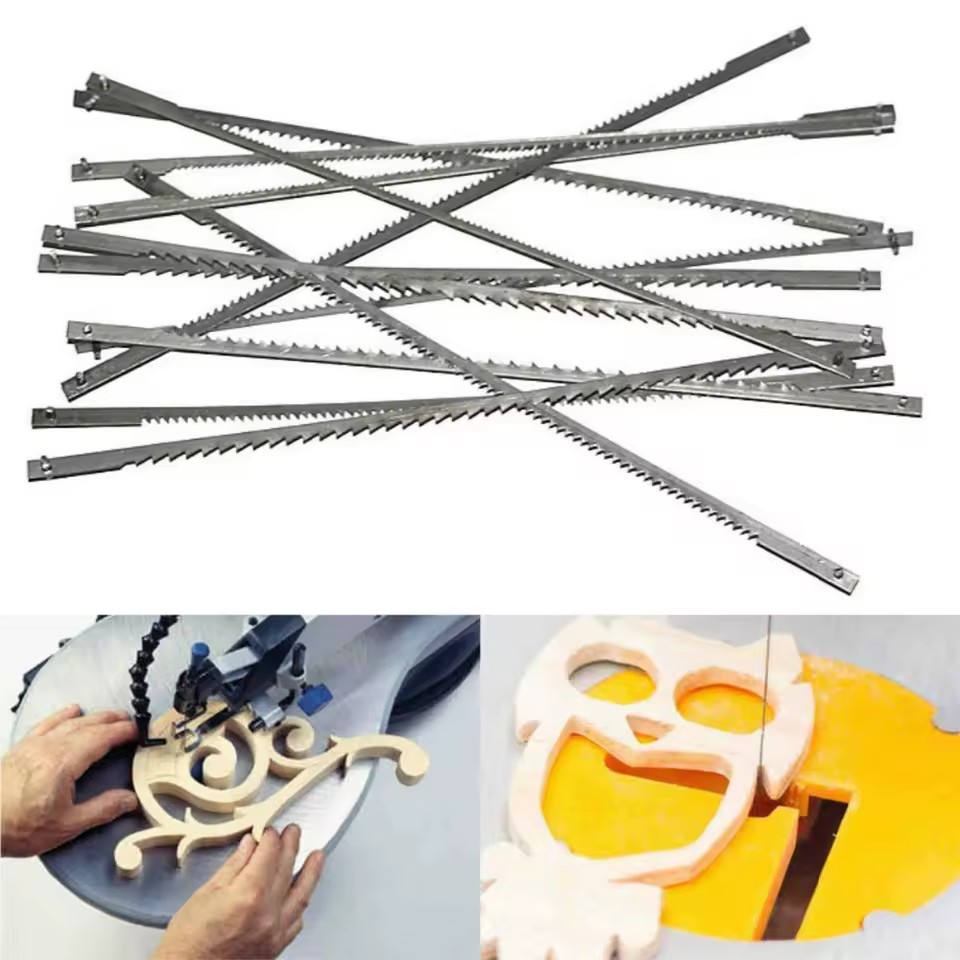 12x Black 127mm Nitride-finished Scroll Saw Blades for Woodworking Power Tools Accessories