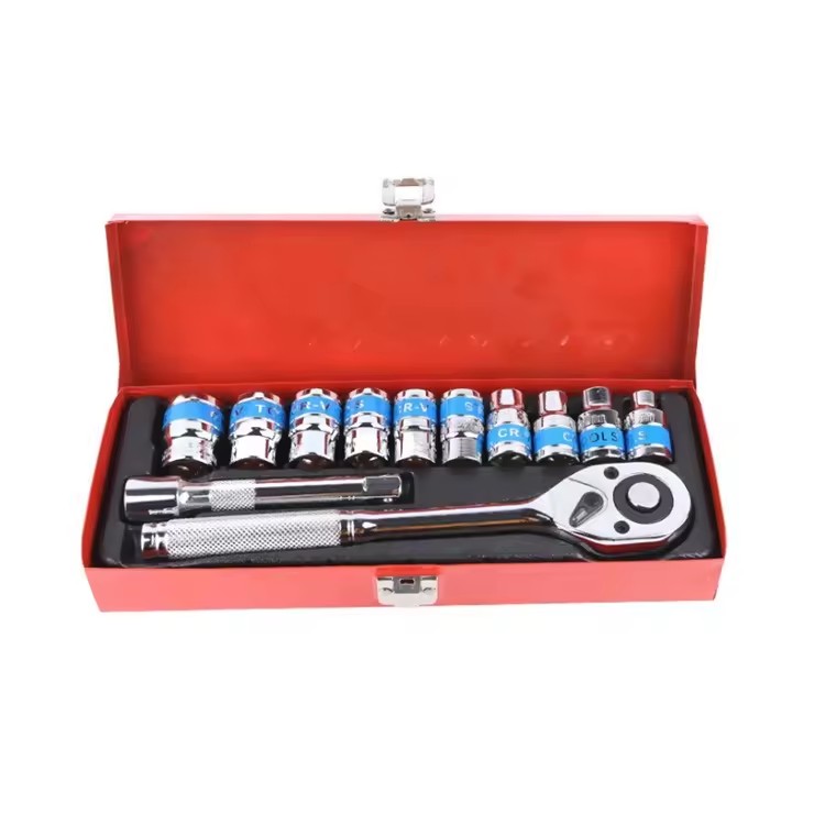 10pcs Packaging Metal Box 1/2" Auto Repair Tools Set Socket Wheel Spanner Repair Socket Tool Sets for Car Tool Set