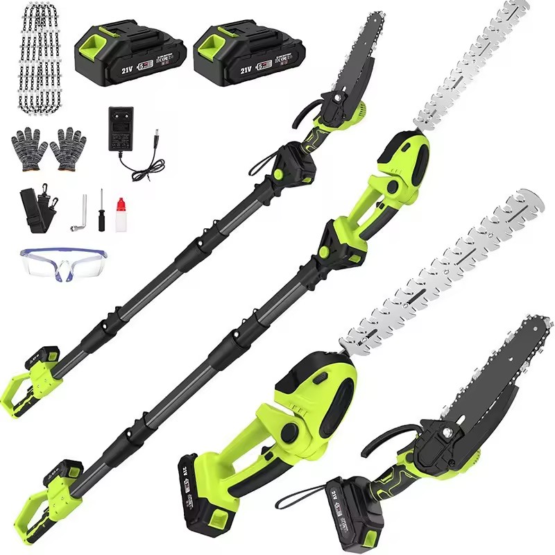 Electric High-Branch Saw Pruner Folding Pole Aerial Arboriculture Tool Set Telescopic Lithium-Ion Hedge Trimmer 30cm Blade