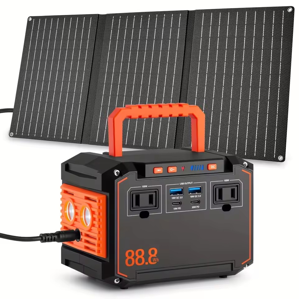 200W Portable Outdoor Lithium Ion Energy Storage Power Station MPPT Pure Sine Wave Inverter Solar PV Compatibility 115Wh