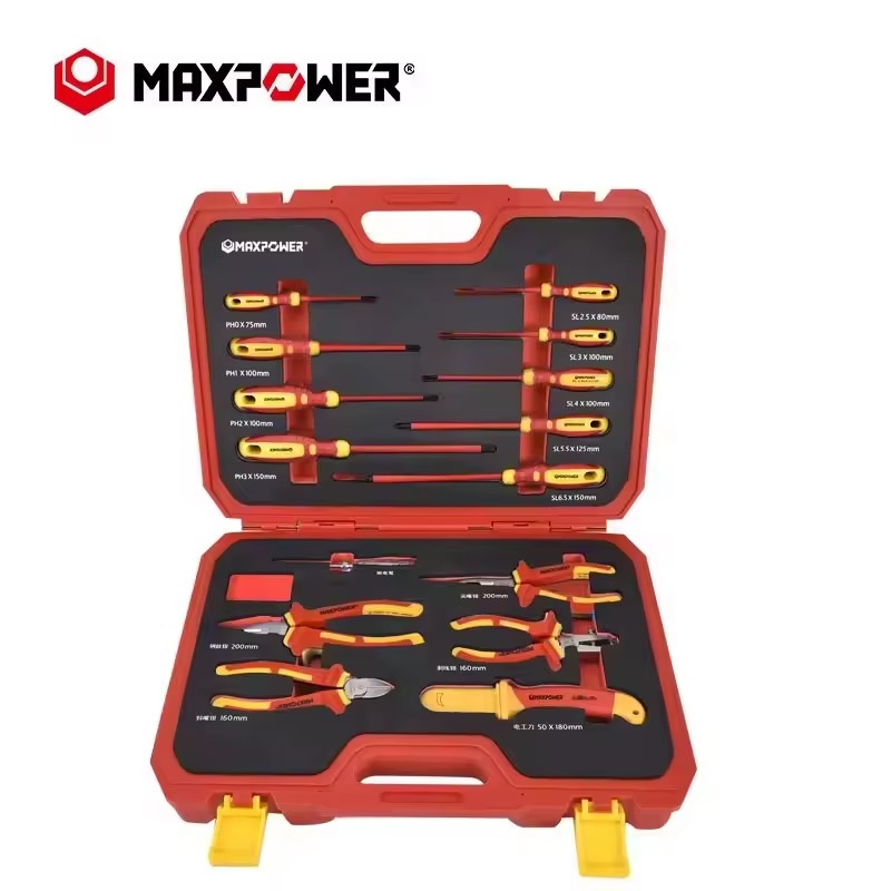 Maxpower VDE Professional Finework 15PCS 1000V Screwdriver Plastic Pliers Wrench Insulated Tools Set Electrician Electrical