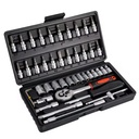 46pcs Wrench Tool Set 1/4" CR-V Ratchet Torque Socket Spanner Auto Repair Mechanic Kit Hard Case OEM