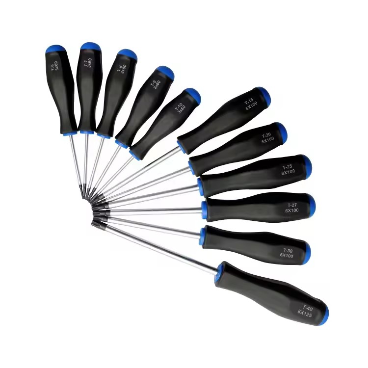 Qixin 11PC Torx Star Long With Hole Screwdriver Set Crv Blade Durable Handle T6 T10 Custom Size