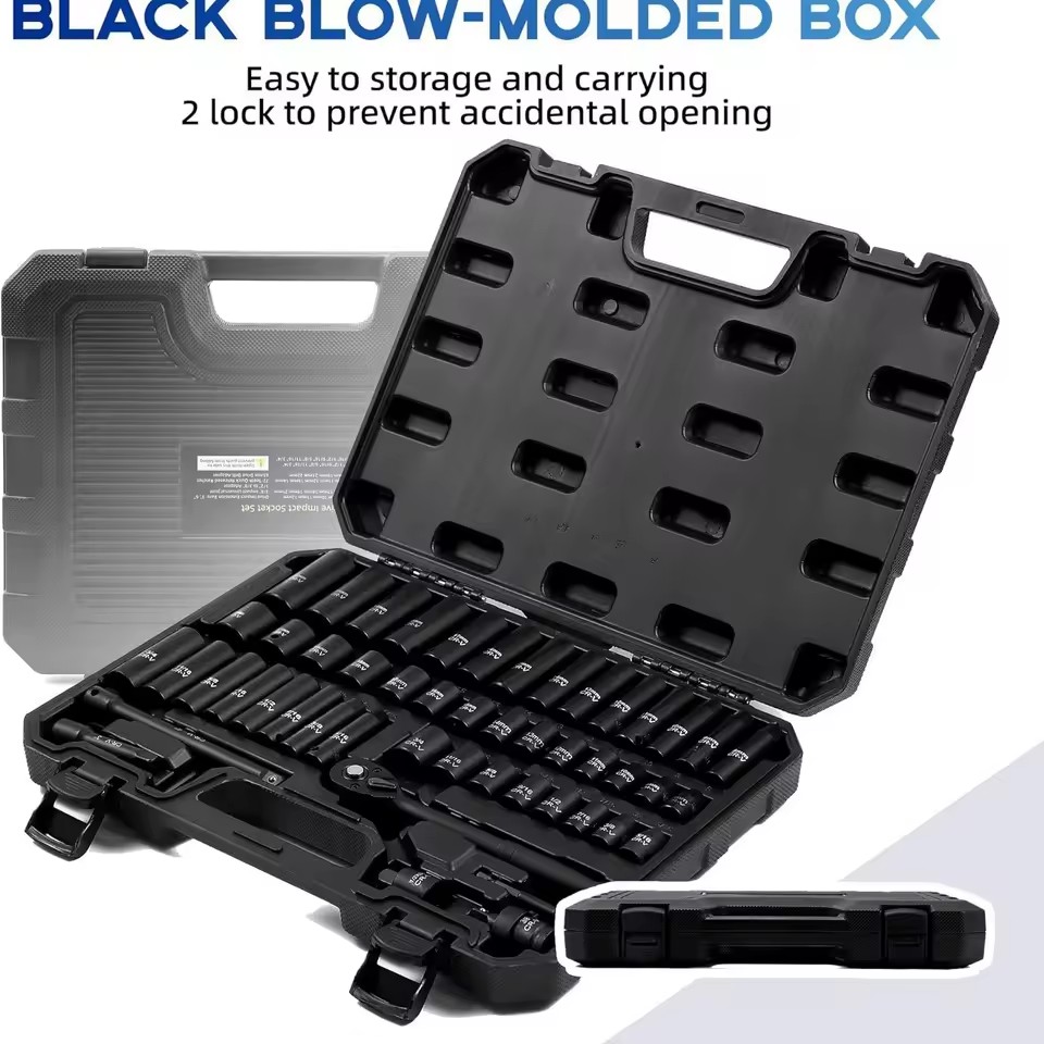 50-Piece 3/8" Drive Socket Set with SAE & Metric Sizes Deep Shallow Ratchet Wrench Extensions Adapters for Versatile Use