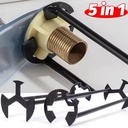 5-in-1 Sink Multifunctional Carbon Steel Faucet Key Plumbing Pipe Wrench Bathroom Kitchen Repair Set Hardware Tools