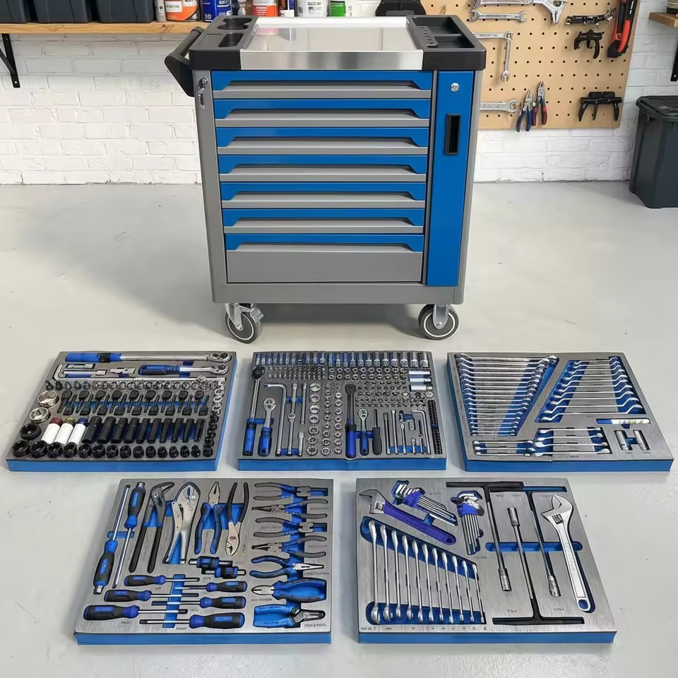 Professional 413Pcs Alloy Steel Multi-function Repair Tool Set With Tool Cart Garage Equipment Support Custom OEM/ODM