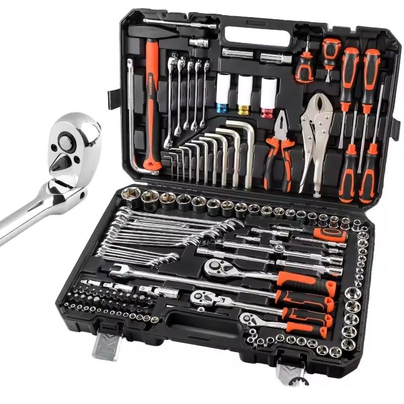 T10599 1/4" & 3/8" 1/2" Auto Repair Tool Set Multi-Purpose Combination Tools Chrome Vanadium Steel Home Machine Repair