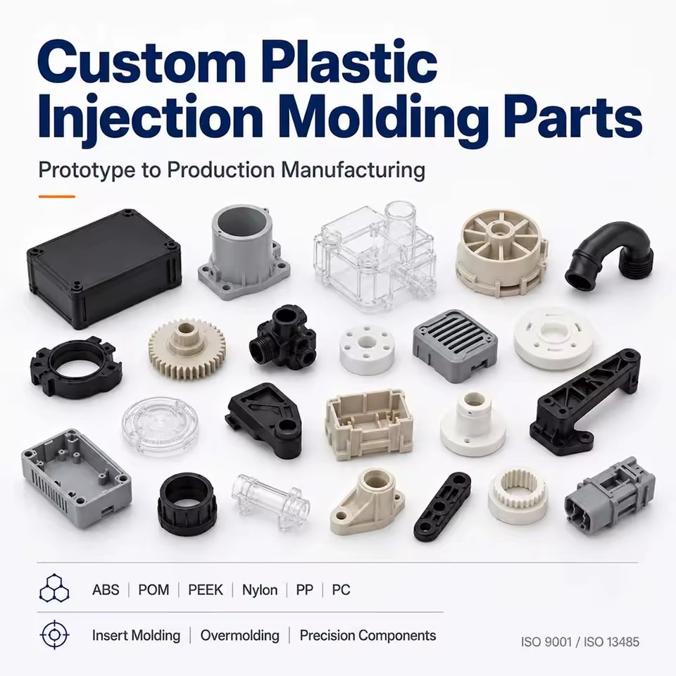 Custom Plastic Injection Molding Manufacturer ABS POM PEEK Nylon PP PC Threaded Inserts Overmolding Rapid Prototyping Low MOQ
