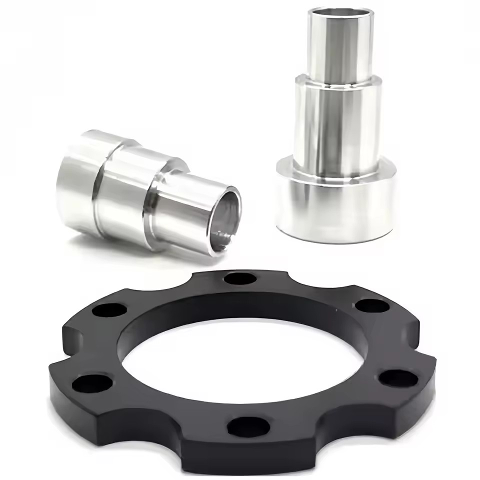 CNC Machining Fastener Parts Black Anodized Aluminum Flange 0.002mm High Precision Non Standard Fastener Components