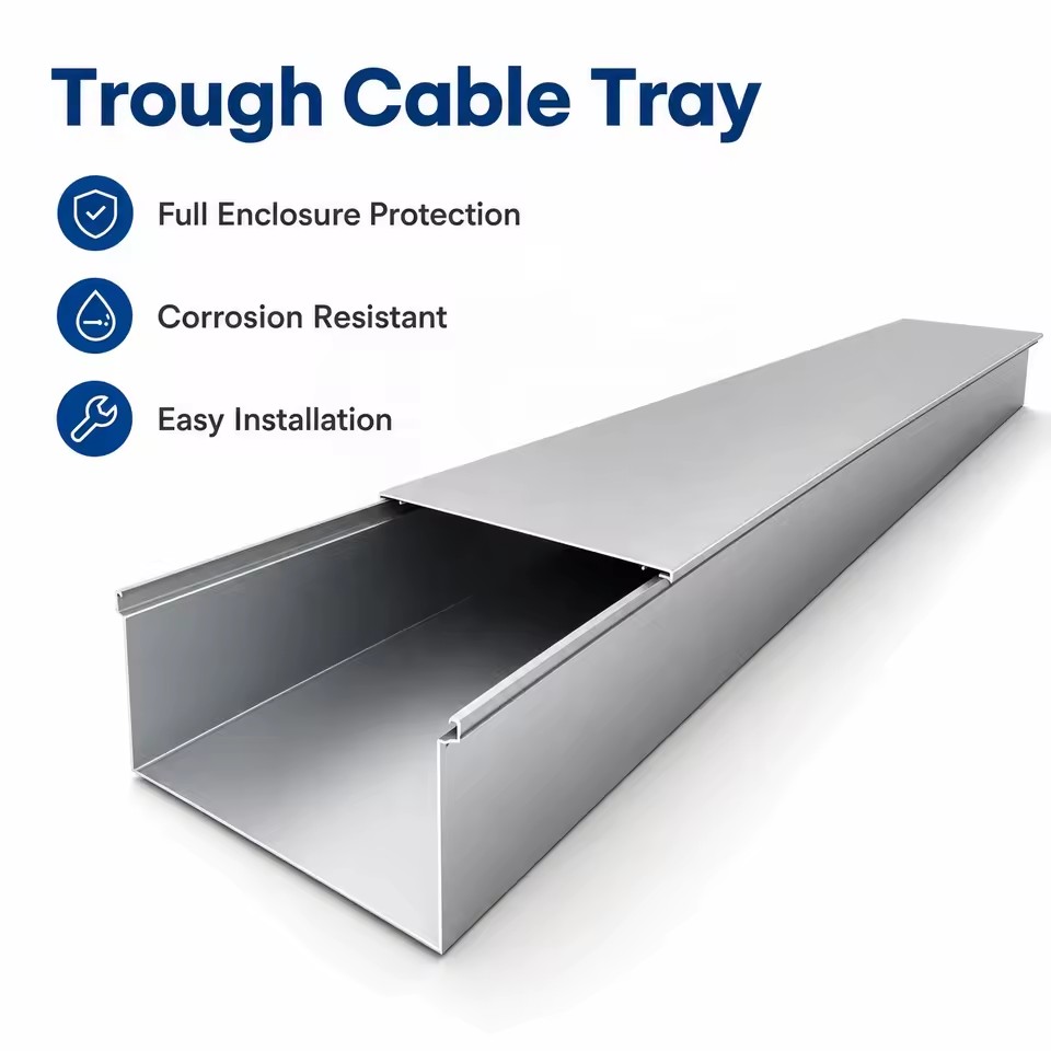 Heavy Duty Anti-Corrosion OEM Custom Galvanized Stainless Steel Trough Cable Tray for Indoor/Outdoor Wiring Projects