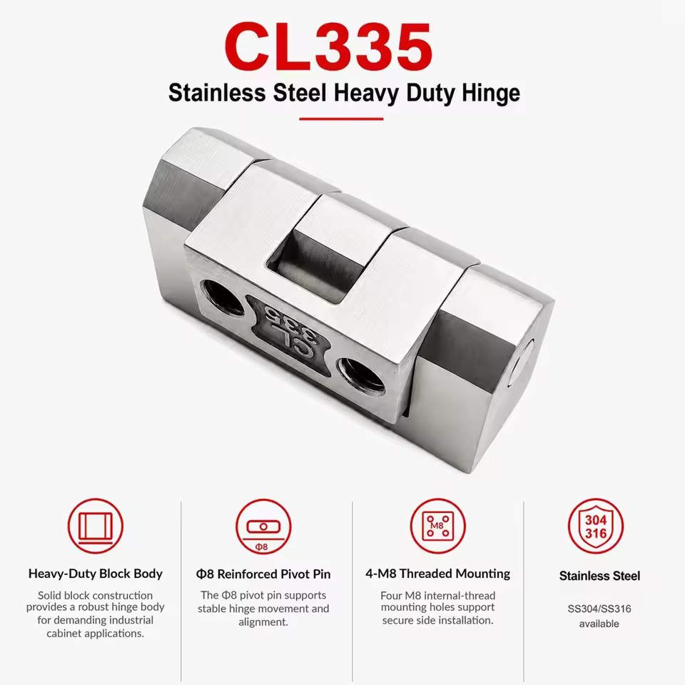 CL335 Industrial Heavy Duty Stainless Steel External Block Hinge for Large Scale Power Systems