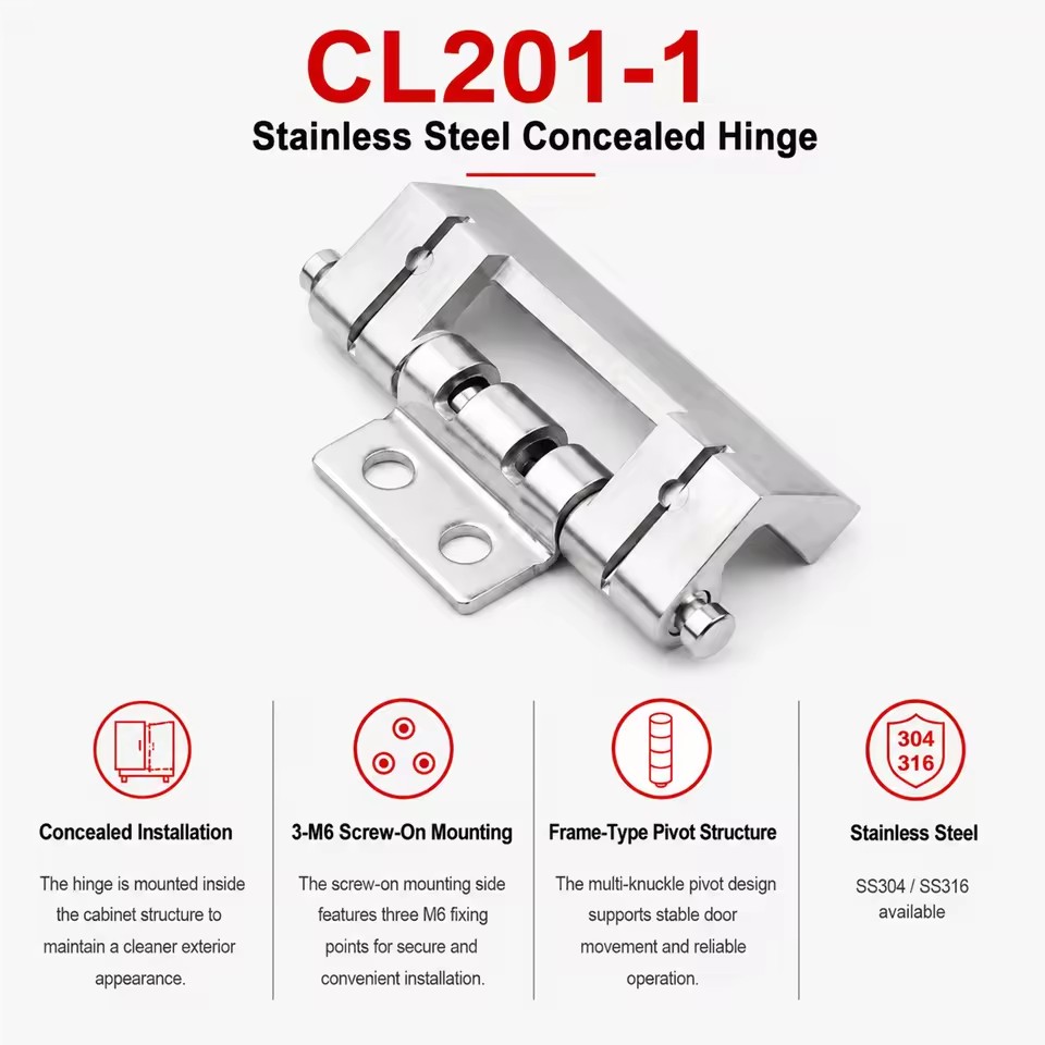 CL201-1 FIRIX Stainless Steel Concealed Cabinet Hinge | Removable Hinge for Electrical Enclosures 11mm Thickness