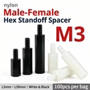 M2 M2.5 M3 M4 M5 M6 Black White Hex Nylon Motherboard Standoffs Threaded PCB Support Board Rack Pillars Spacing Screws Nuts