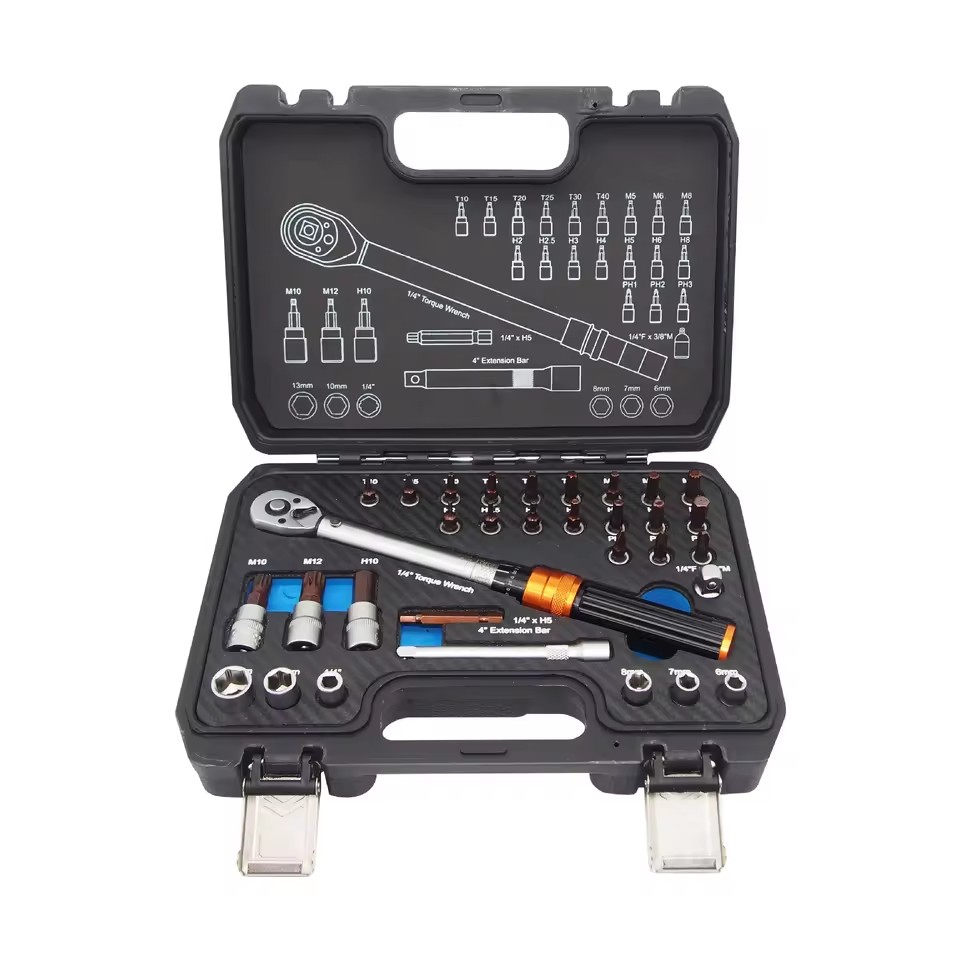 1/4" 5-25Nm 32pcs Preset Adjustable Quick Torque Wrench Set High Precision Multi-functional Ratchet Spanner Set Repair Bike Tool