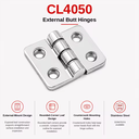 CL4050 FIRIX Industrial Rectangular Stainless Steel Butt Hinge | 40x50mm Polish Finish 5mm Thickness Easy Windows Doors