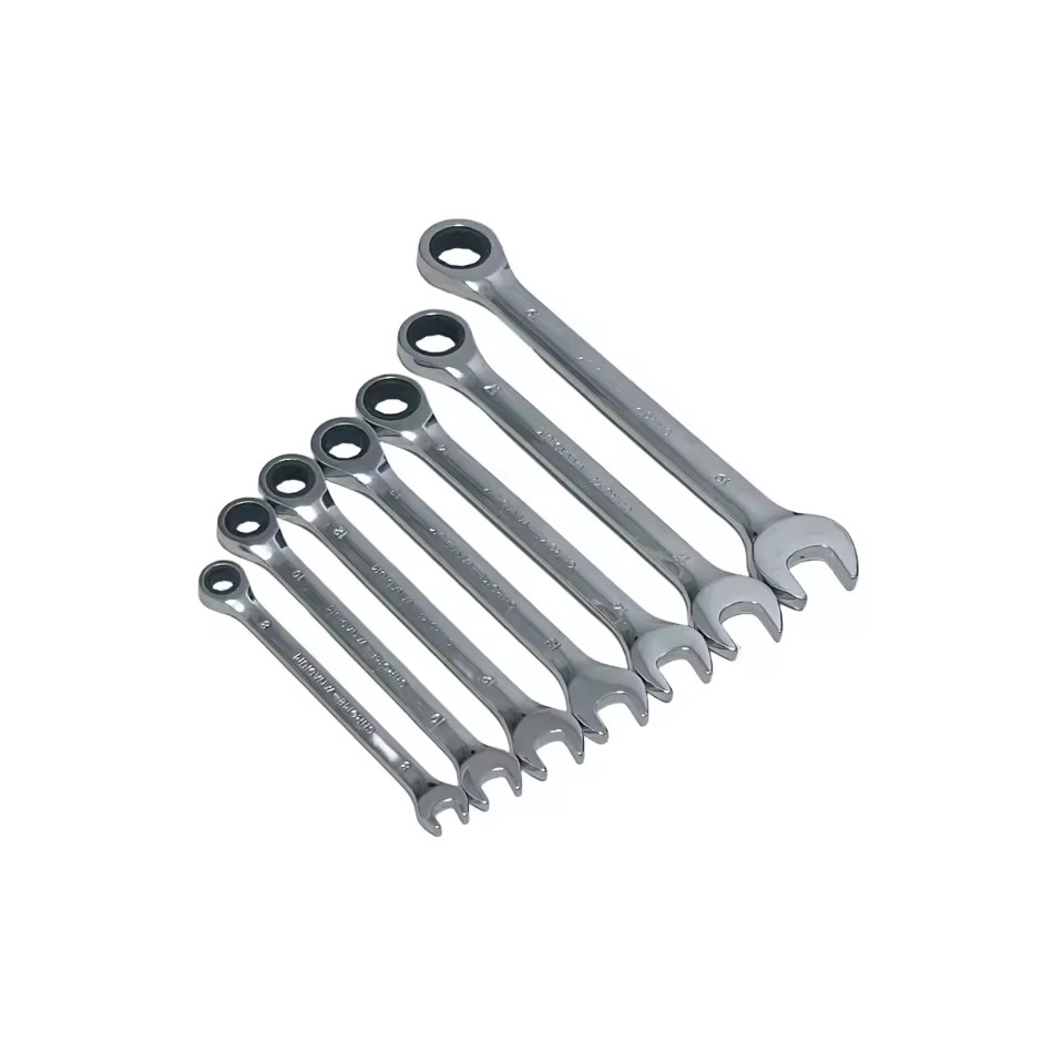 8-19mm Dual-Purpose Carbon Steel CRV Spanners 7pc Open-End Box-End Ratchet Combination DIY Wrench Set OEM Support Metric Hand