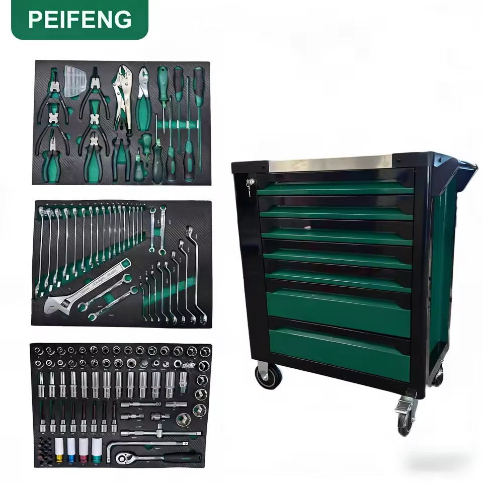 High Quality Heavy Duty 7-Drawer Steel Tool Trolley Storage Cabinet Lockable Keyed Lock OEM Adjustable 300kg Load Capacity for