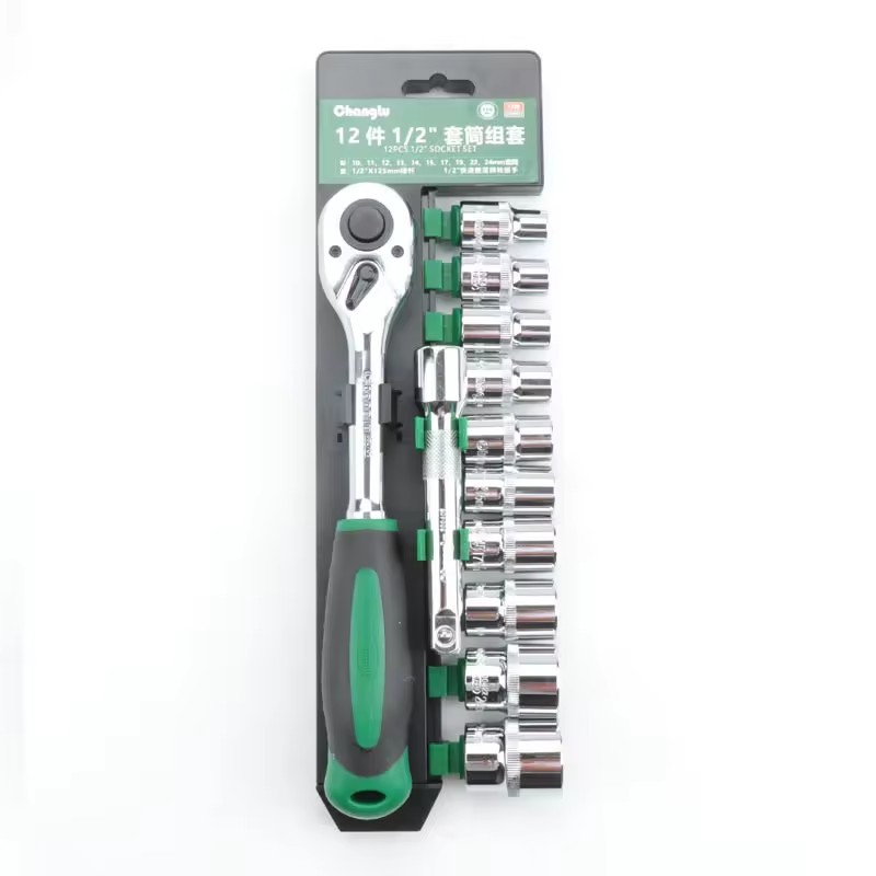 PFB105812 12-Piece High Carbon Steel Ratchet Wrench Set 1/2 Drive Hard Case Professional Auto Repair Hand Mechanics