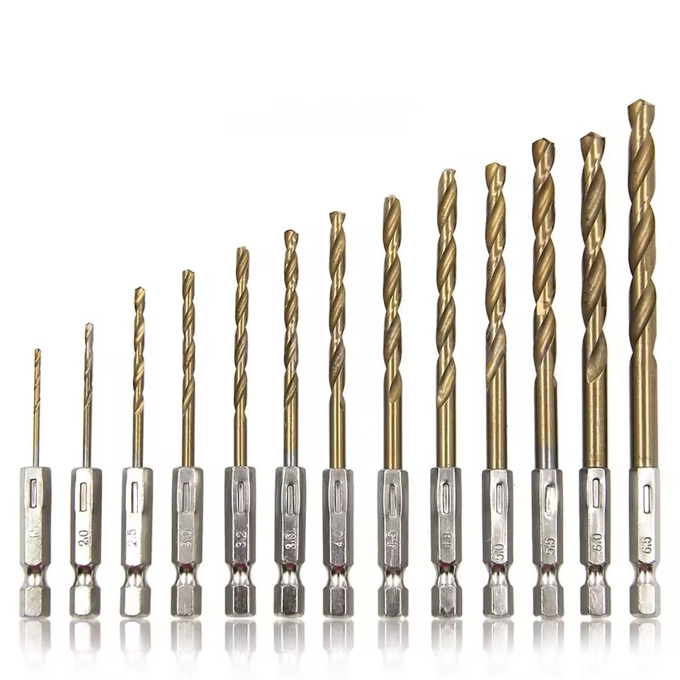 13PC 1.5-6.5MM HSS Hex Shank Twist Drill Bits