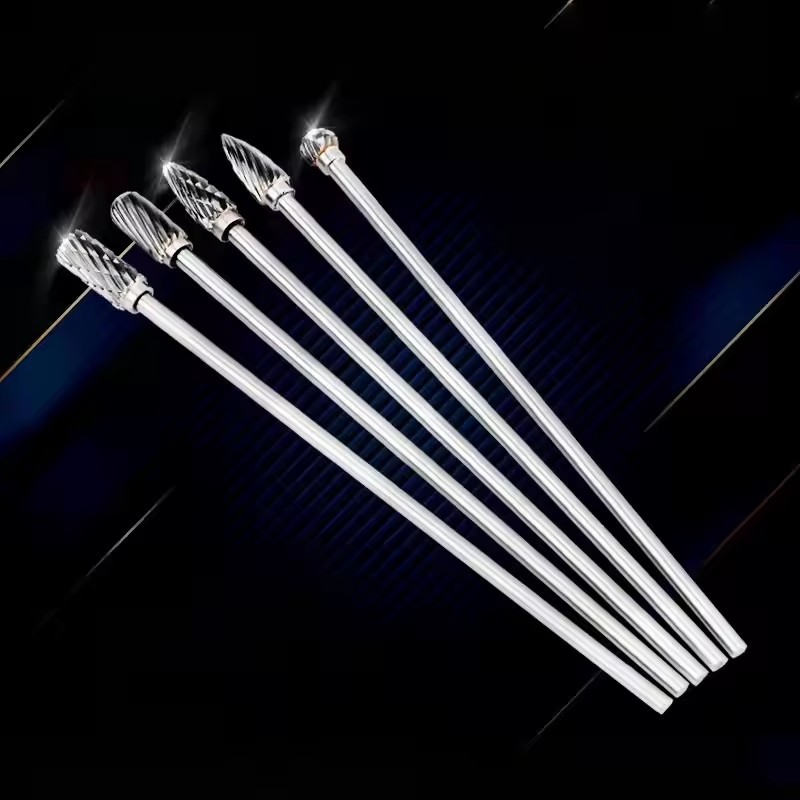 100mm Long Shank Carbide Burr Double Cut Tungsten Rotary Burr Rotary File Die Grinder Tool Rotary Carbide Burrs