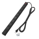 9 Outlet Industrial Heavy Duty Metal Power Strip Power Socket Right Angle Plug 9-foot Extension Cord ETL Black 100% COPPER WIRE