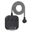 Power Strip with 3USB 1TPYE-C 3Outlet Flat Plug Desktop Charging Station with 6ft Heavy Duty Braided Extension Cord Nema 5-15P