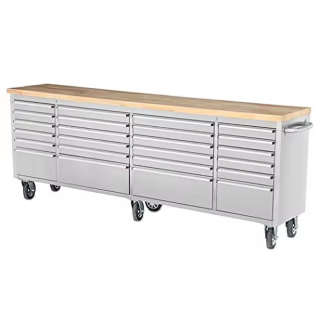 72 Inch Wood Table US General Tool Box With Casters Toolbox Storage Trolley with Drawer