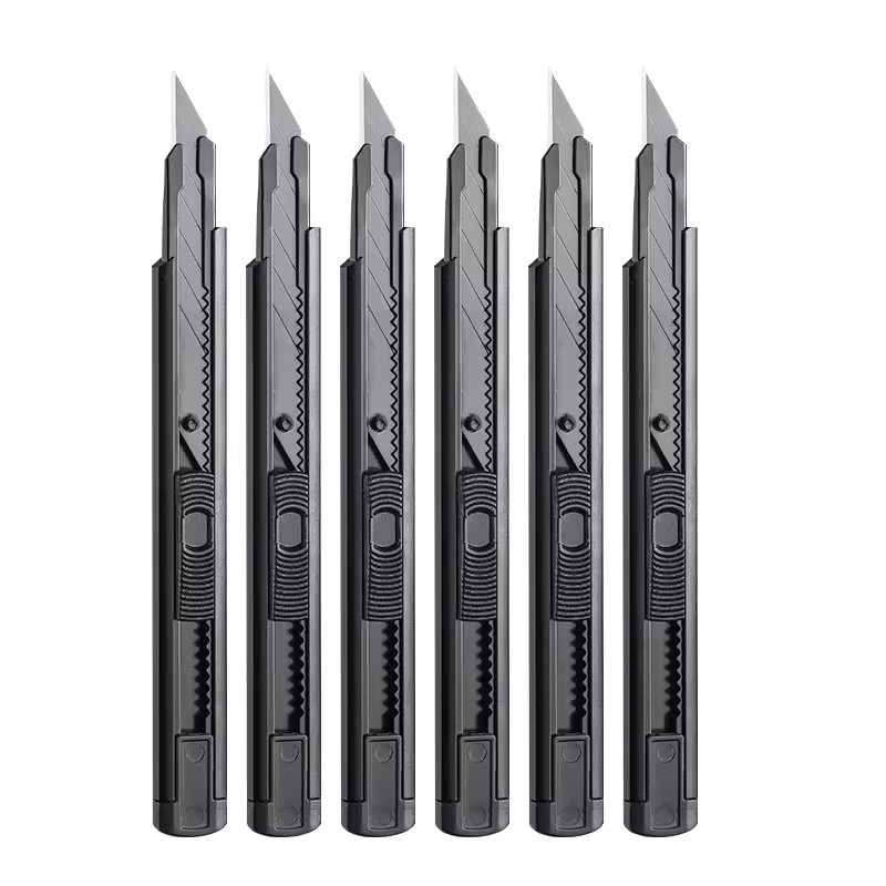 SK5 Blade Aluminum Alloy Handle Utility Knife 9mm 30 Degree Black Tip Push Button Blade DIY Grade OEM Wallpaper Car Film
