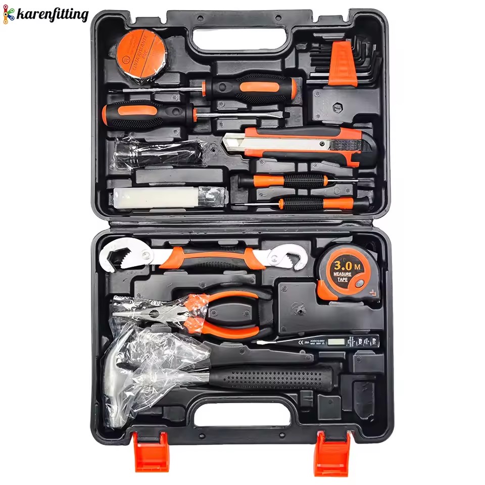 25 Pcs Hardware Multi Hand Tools Kit Spanner Wrench Bicycle Repair Home Sockets Tool Set Box