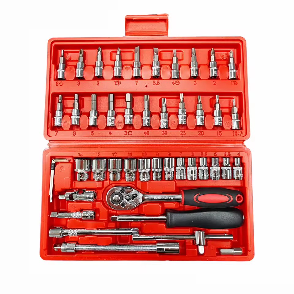 46 Pcs Chrome Vanadium Socket Ratchet Wrench Tools Set Box Auto Repair Hand Tools -001