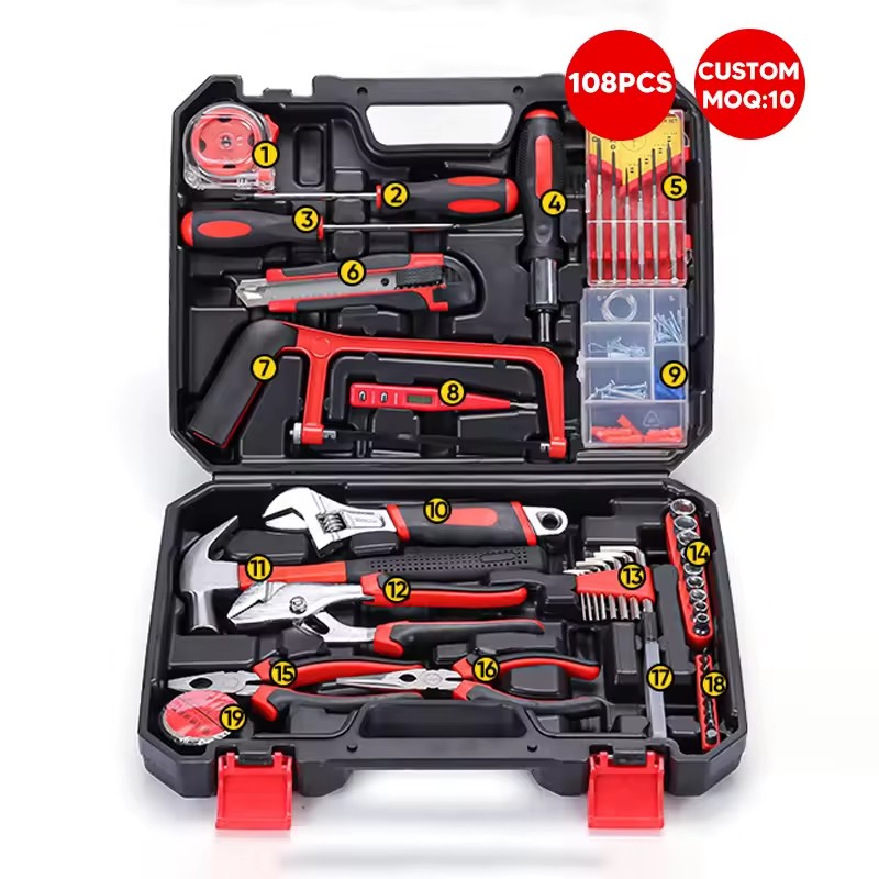 108 Pcs Hand Socket Household Tools Wrench Socket Set Mechanical Metal Box Hand Tool Set Box