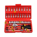 46pcs Plastic Tools Set Box Car Repair Hand Tools 1/4 Quick Release Ratchet Socket Wrench Kit Set