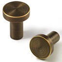 DOOROOM Bronze Round Brass Door Handle Cabinet Knob Button Furniture Handle Dresser Drawer Pulls