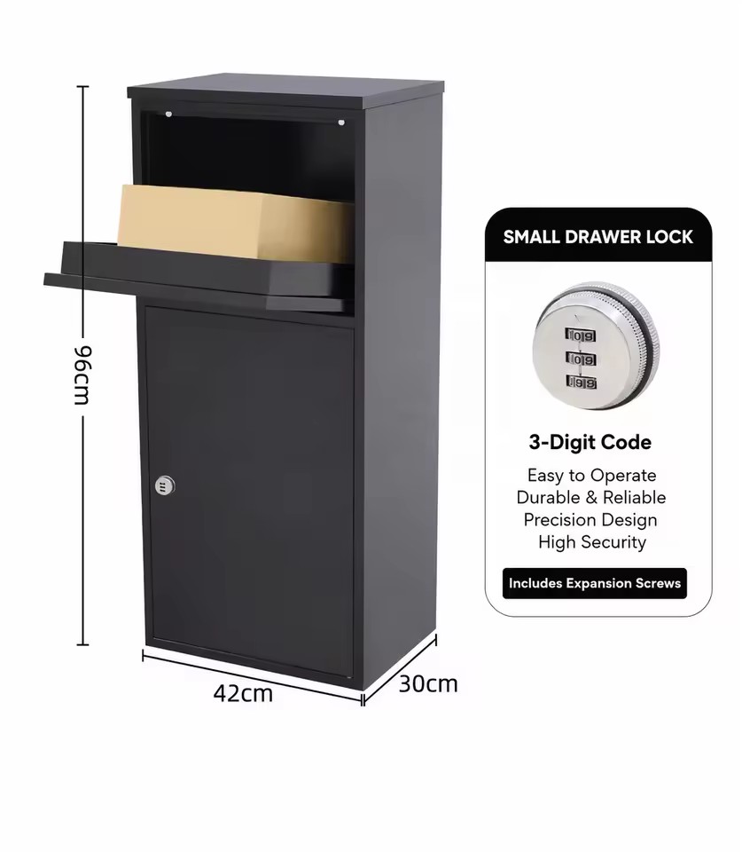 Weatherproof Outdoor Package Drop Box Secure Parcel Storage Locker with Combination Lock
