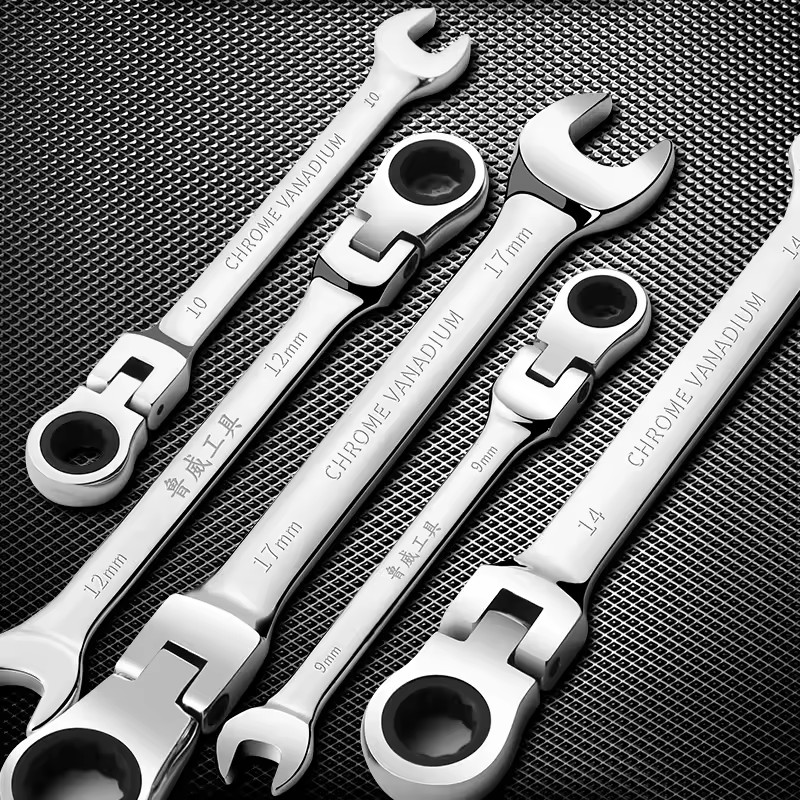 Combination Ratchet Wrench Set Dual-Use Spanner 8-19Mm Open End Flexible Wrench Kit
