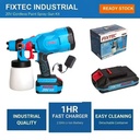 FIXTEC Power Tools 20V Cordless Paint Spray Gun 800ml Handheld Portable Electric Paint Sprayer with Lithium Battery and Nozzle