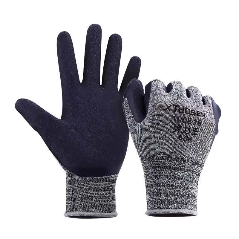 Wholesale Workwear Gloves Elastic Latex King Gloves for Construction Sites Protective Wear-Resistant with Anti-Impact Function