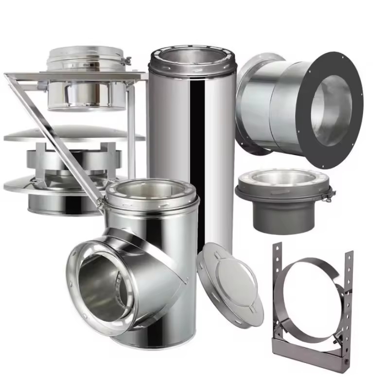 Insulated Stove Chimneys Pipe Stainless Steel Fireplace Mantel Parts Fireplace Chimney Pipe Accessories