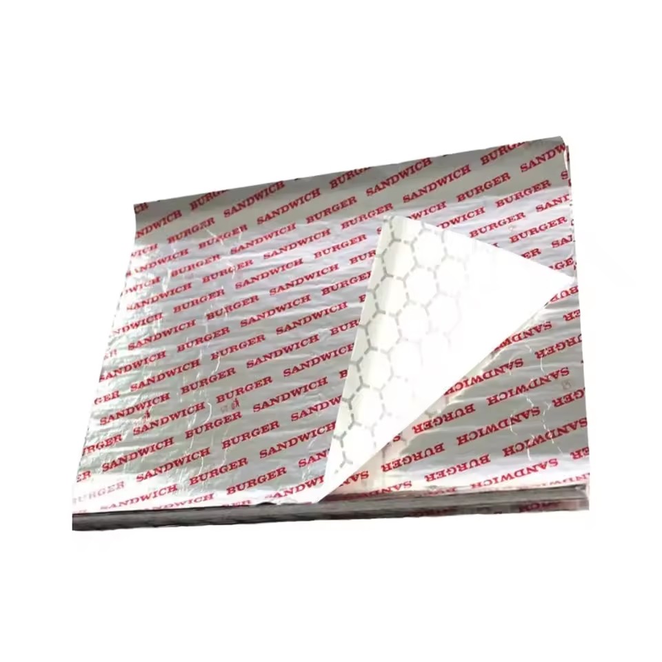 High Quality Custom Printed Gold Sandwich Burger Aluminum Foil Honeycomb Design Silver Foil Hard Temper Cut Roll for Food