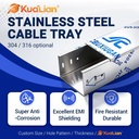 KUALIAN Custom Size 304 Stainless Steel Solid Bottom Cable Trough Heavy Duty Cable Management for Outdoor Projects