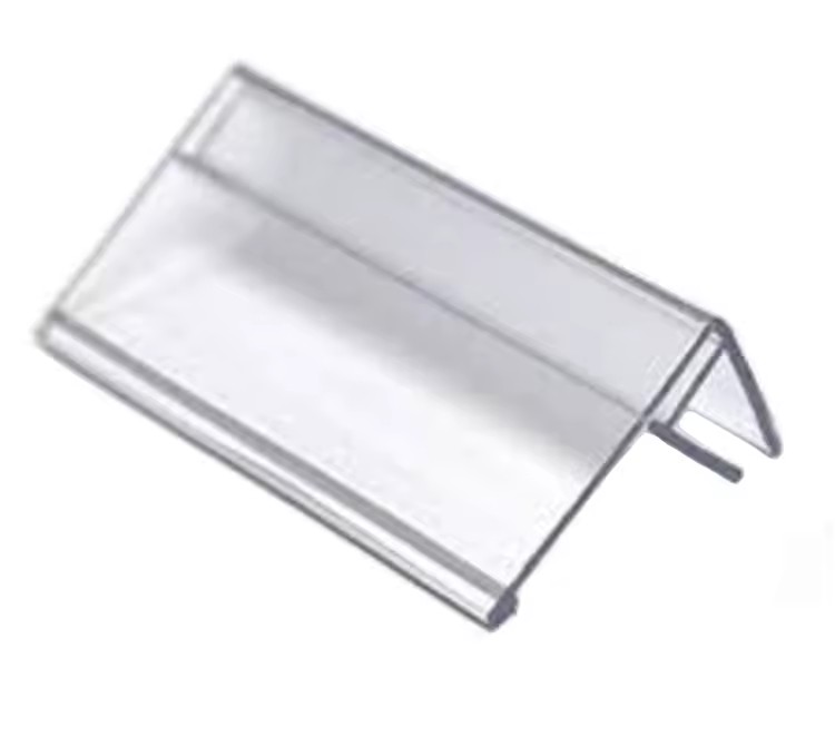Clear PETG Plastic Glass Shelf Clip Sign Label Holder