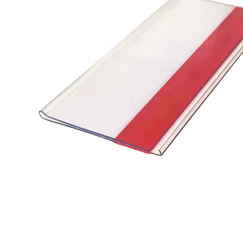 Universal PVC & PP Price Strip Barcode Label Holder with Adhesive for Glass Shelves in Supermarkets & Supermarket Racks