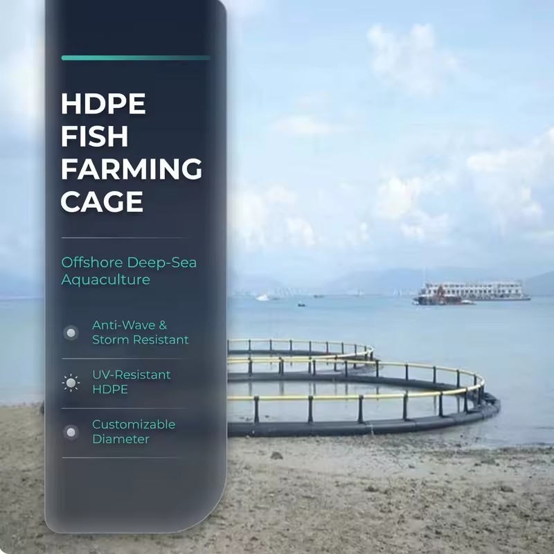 DRD High Quality Durable Black ISO4427 Certified HDPE Floating Fish Cage for Aquaculture Fish Farming