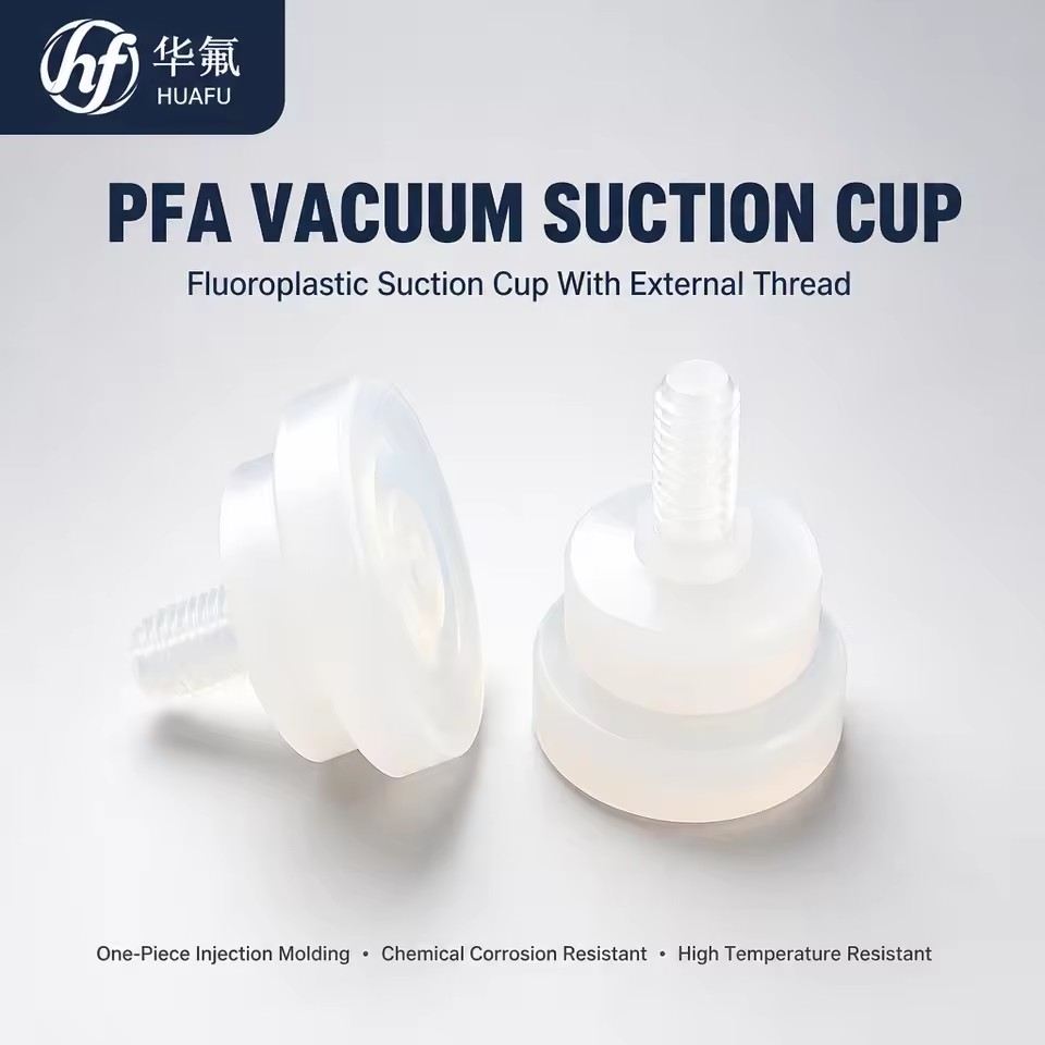 Fluoroplastic PFA Vacuum Suction Cup With External Thread, One-piece Injection Molding