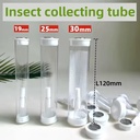 PC Insect Collection Tube with Breathable Mesh Water-Absorbing Cotton 18-29mm Sizes 120mm Length Lids Included