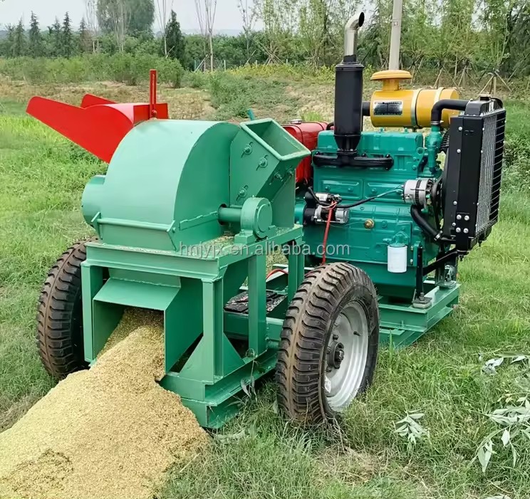 Diesel Hammer Mill Branch Crusher Wood Chipper Grinder Multi-function Sawdust Shredder Tree Log Wood Branch Wood Crusher