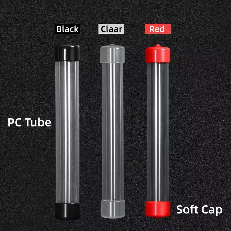 Clear Transparent Durable PC Storage Tube with End Caps 6-50mm Diameter Custom Packaging Tubing 80mm-600mm